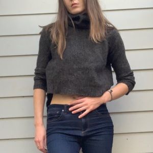 Express Wool Asymmetrical Dark Green Sweater (XS)